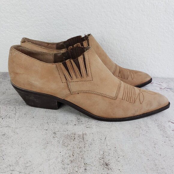 Vintage Dolcis Short Western Booties Tan Leather Pointed Toe size 8.5 - Picture 3 of 11